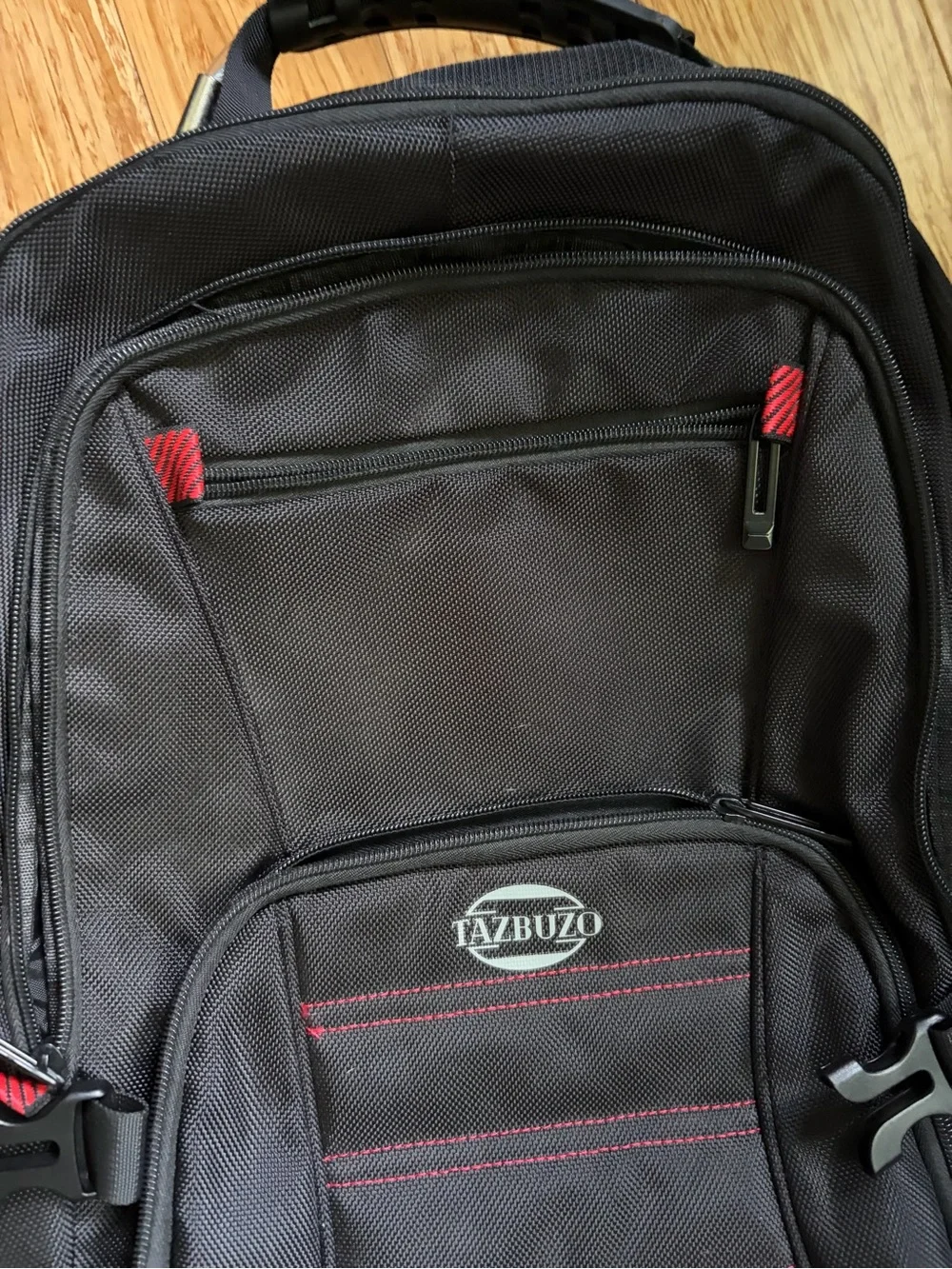 Men's Black Backpack with Red Accents